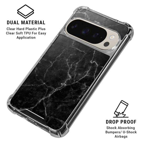 Black Marble Pixel 9 Pro XL Clear Case